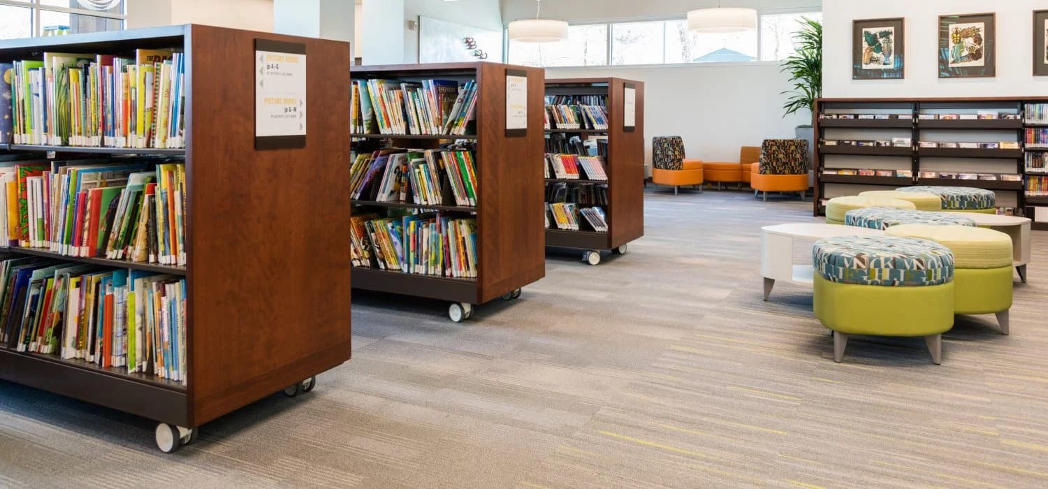 library shelving with casters at the marmalade library