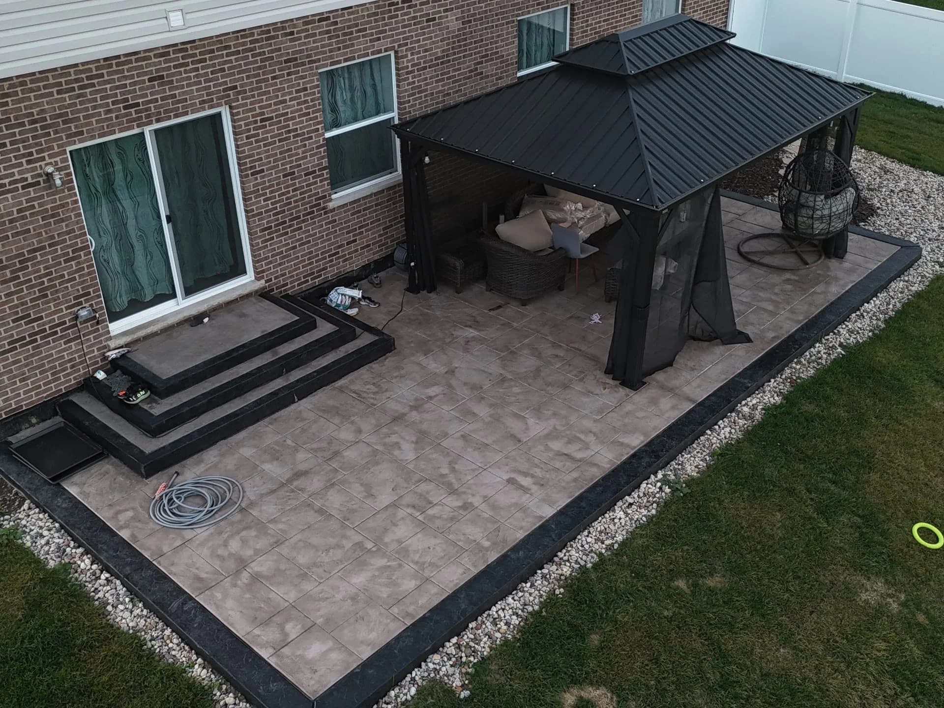 Stamped concrete patio with gazebo in Lockport, IL