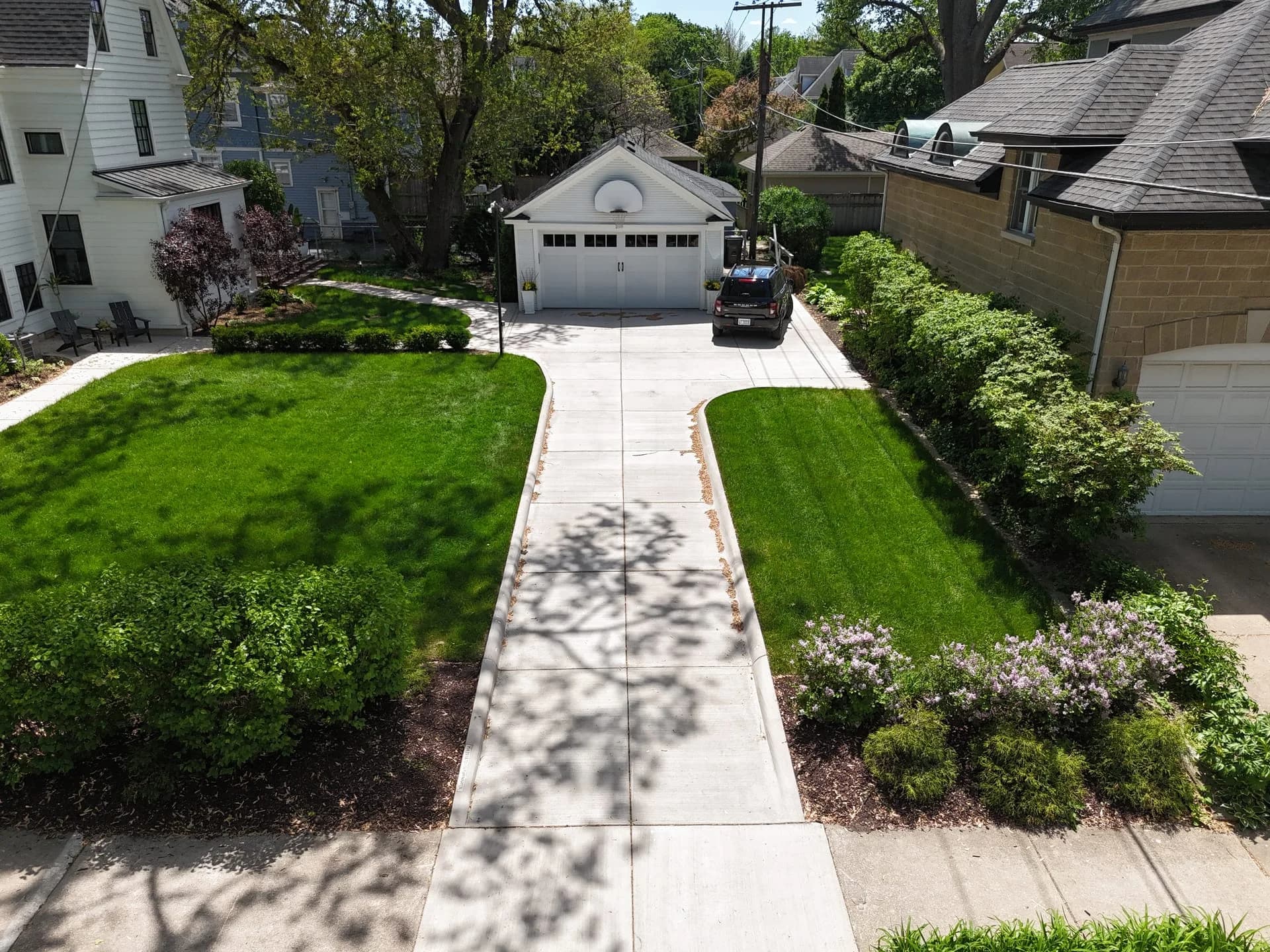 Concrete driveway with matching walkway
