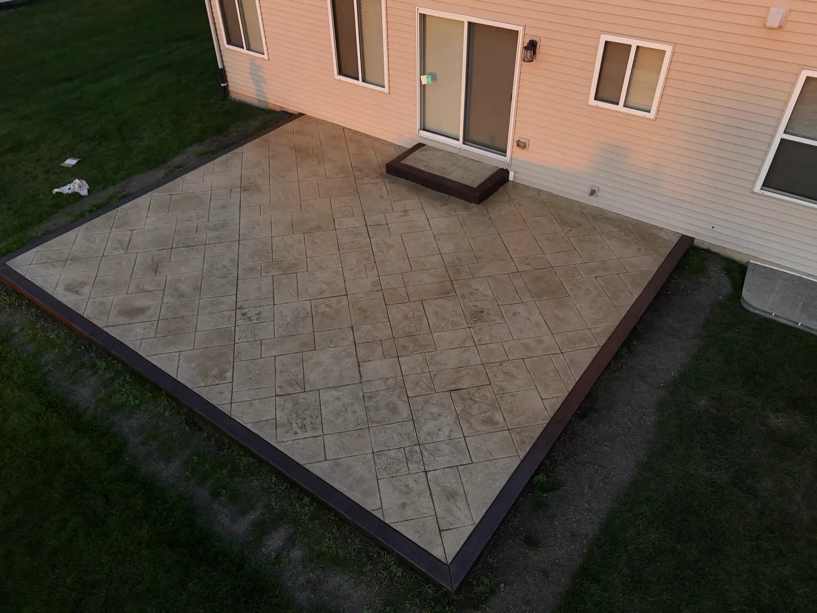 Rectangular stamped patio corner angle perspective
