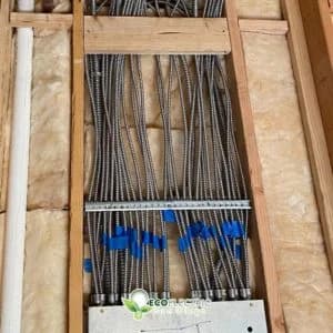 Electrical conduit runs into a box