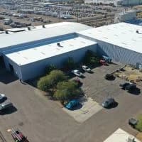 birds eye view of white commercial roof