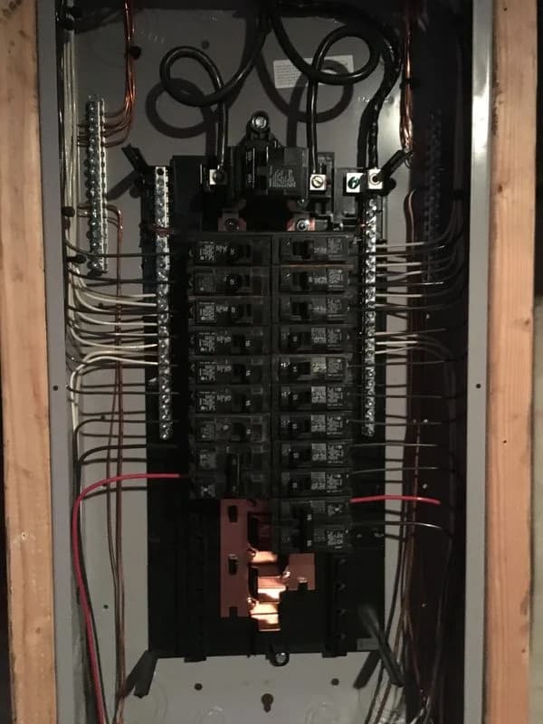Circuit breakers in electric panel.