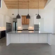 Cream polished concrete floor, Van Alystine, Texas