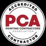 A circular logo with the text "ACCREDITED PCA PAINTING CONTRACTORS ASSOCIATION CONTRACTOR