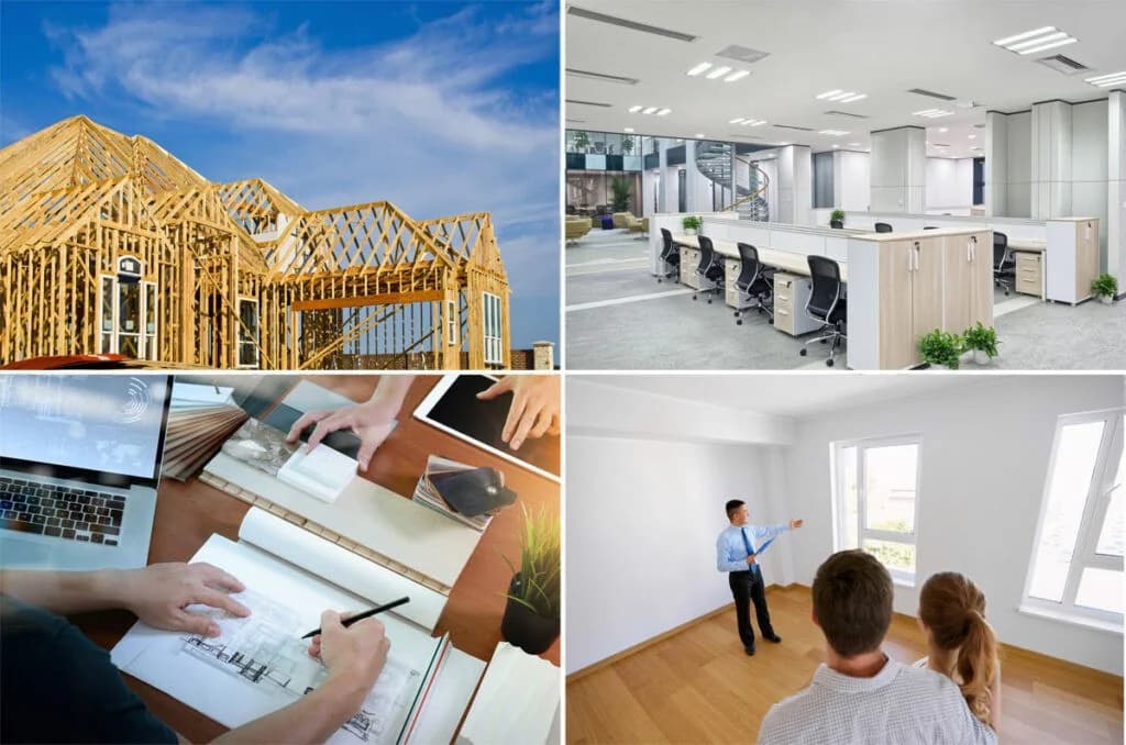 collage of commercial services for flooring