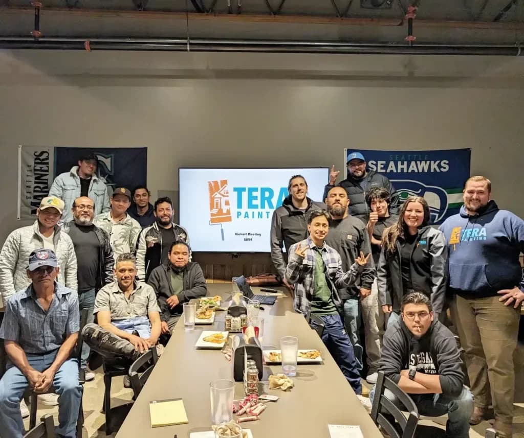 Tera Painting team members gathered at a company event in Seattle, WA