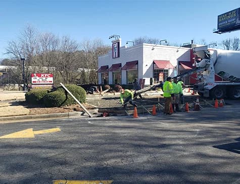 Atlanta Concrete installed this ADA parking area and ramp for this Kentucky Fried Chicken location on Cascade Road.