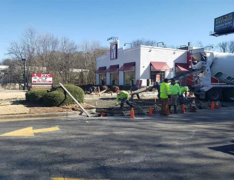 Atlanta Concrete installed this ADA parking area and ramp for this Kentucky Fried Chicken location on Cascade Road.