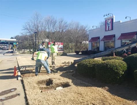 Atlanta Concrete installed this ADA parking area and ramp for this Kentucky Fried Chicken location on Cascade Road.