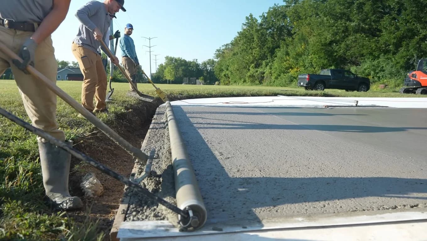 Skilled concrete workers finishing flatwork in Huntington, WV