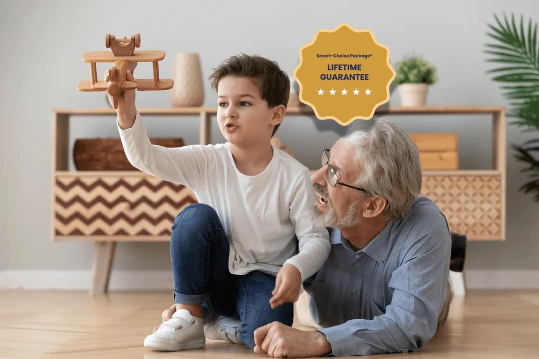 Lifetime Guarantee Badge and Kid Playing