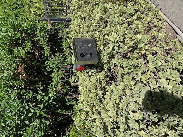 Gate access intercom keypad installed at a controlled property entry