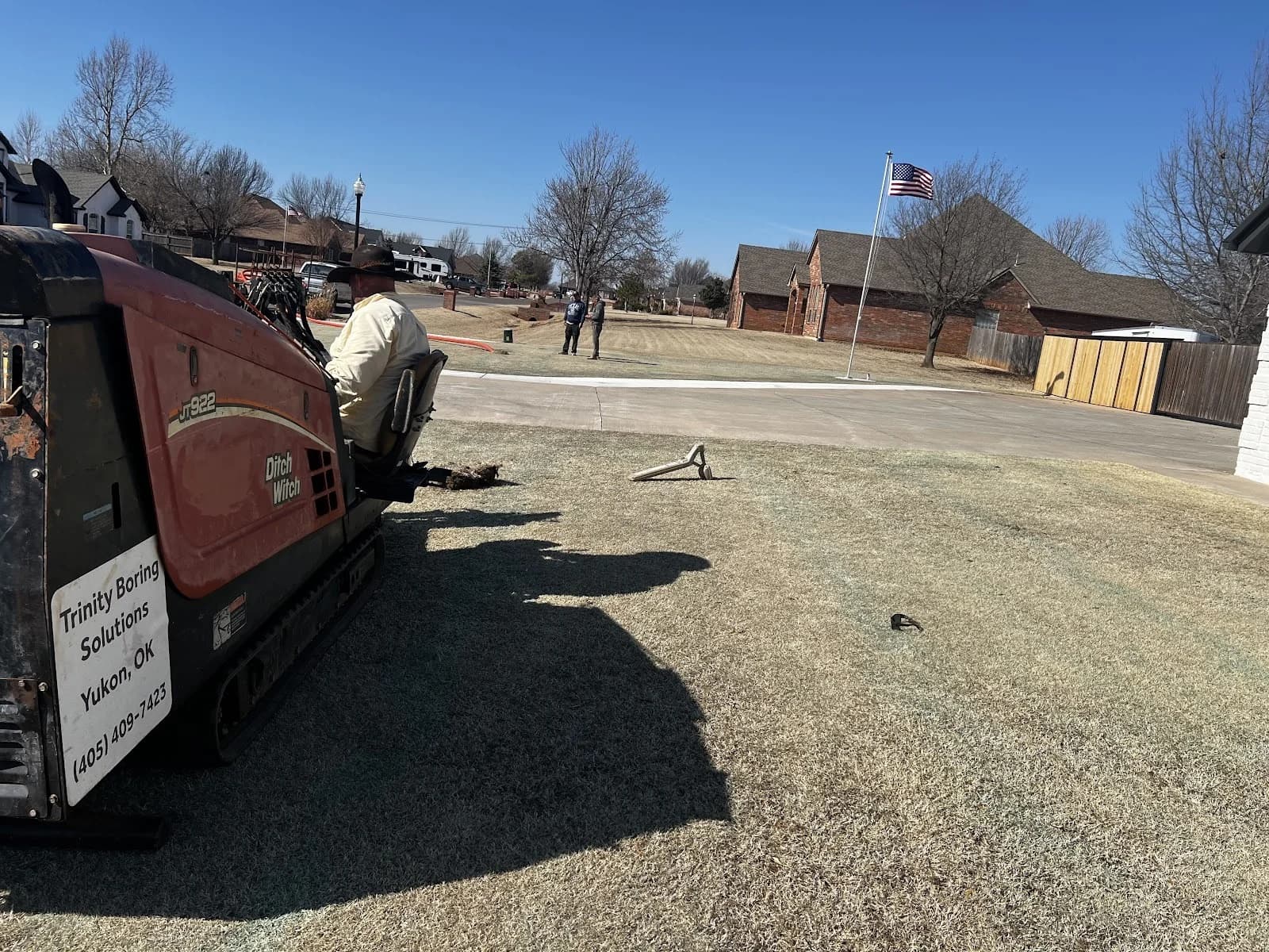 Trinity Boring Solutions Ditch Witch HDD rig residential bore job Oklahoma City metro trenchless utility contractor