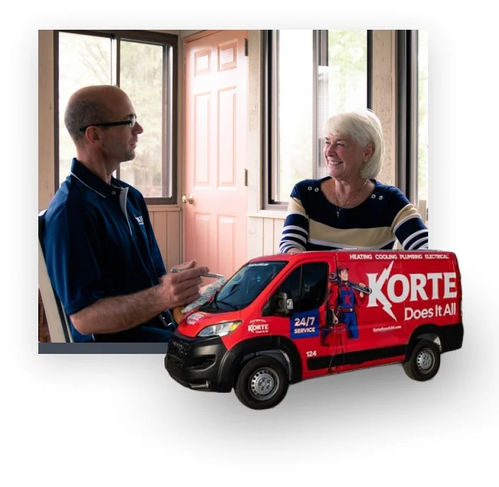 Korte technician discussing plan with customer