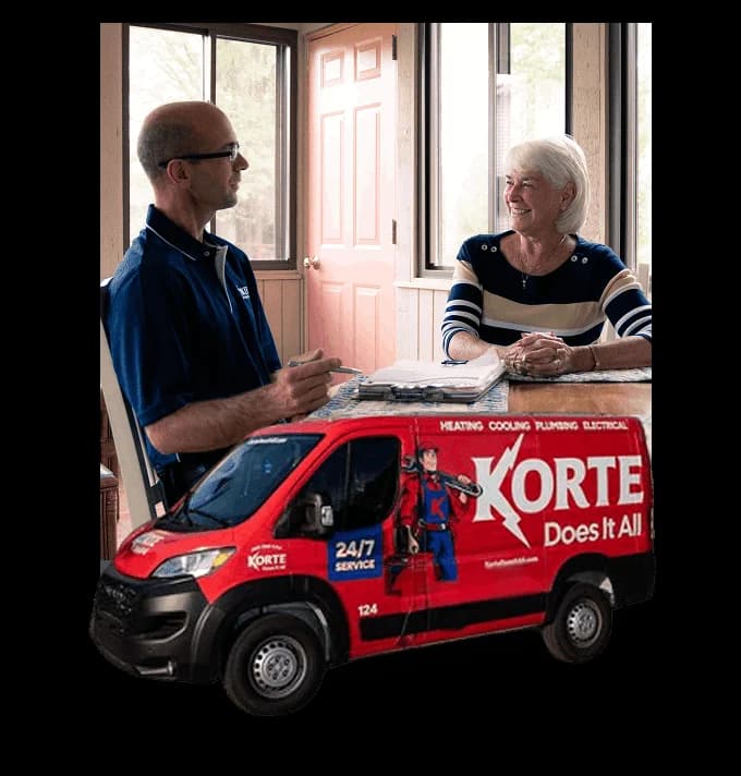 Korte technician discussing plan with customer