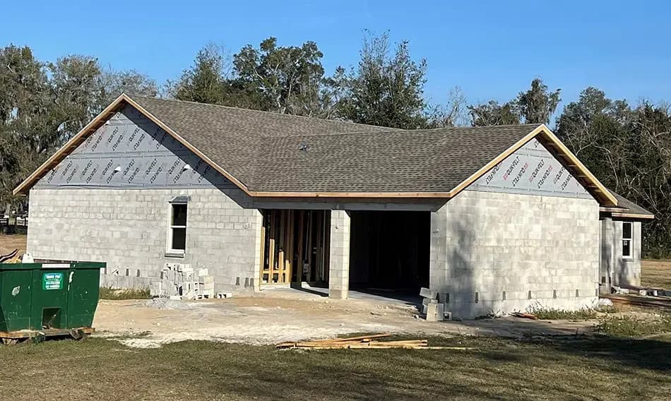 Newly constructed house with unfinished exterior.