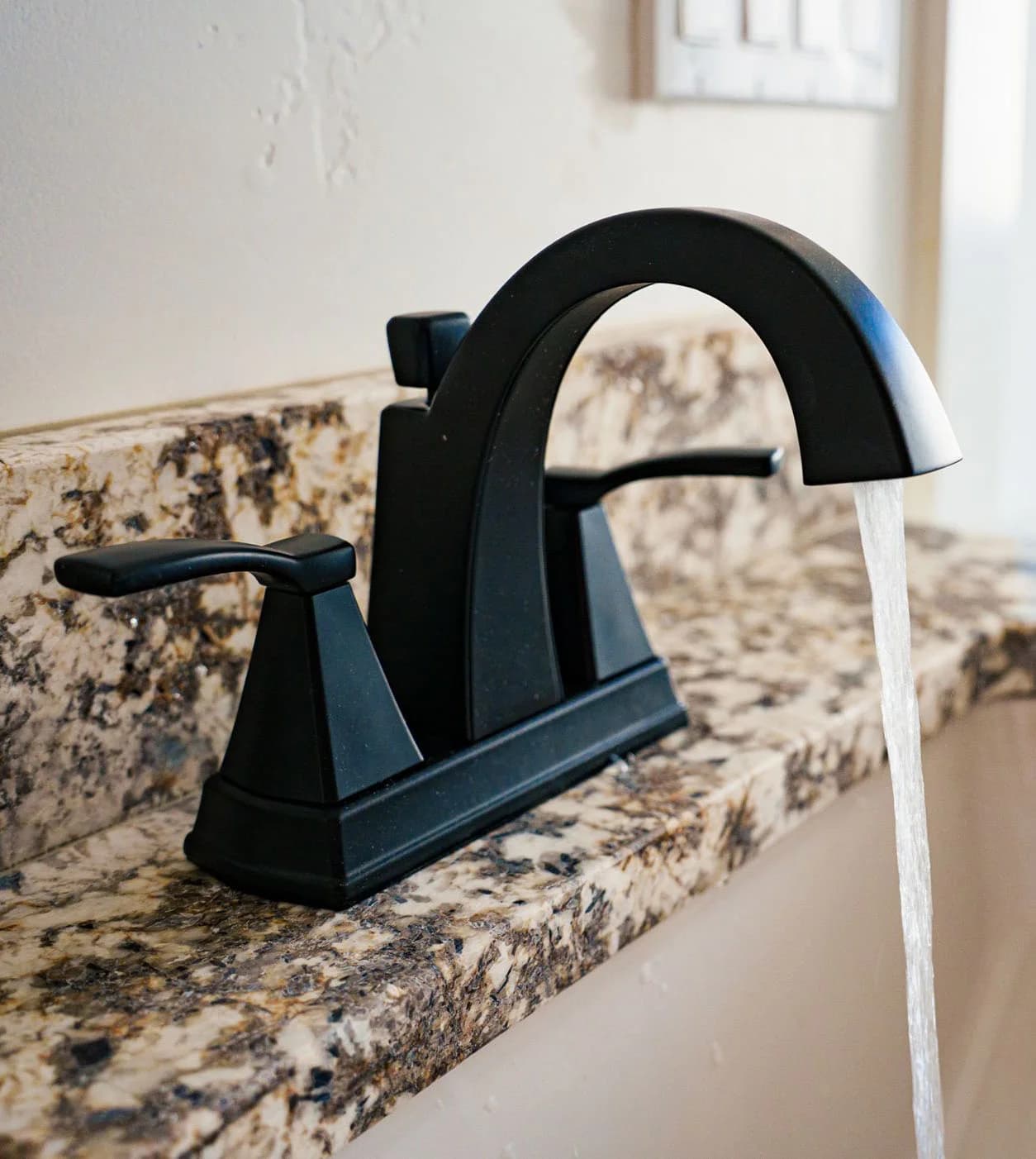 New running faucet in a bathroom