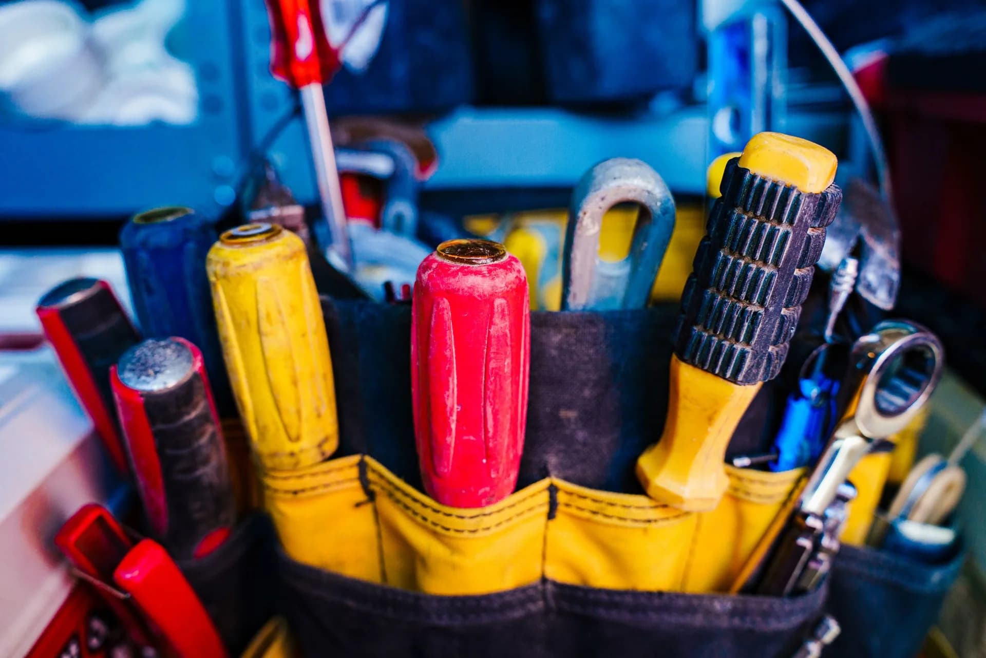 Hand tools in a tool bag