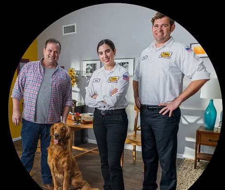 Electritions with Client and his dog