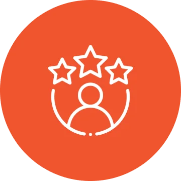 Person with three stars on orange background.