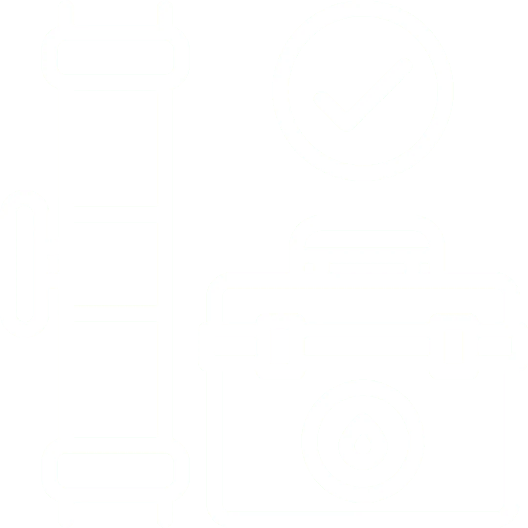 Pipeline, toolbox, checkmark icon on black background.