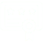 Certificate with stars and ribbon icon.