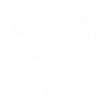 Tools and stars icon on black background.