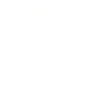 Tools and stars icon on black background.