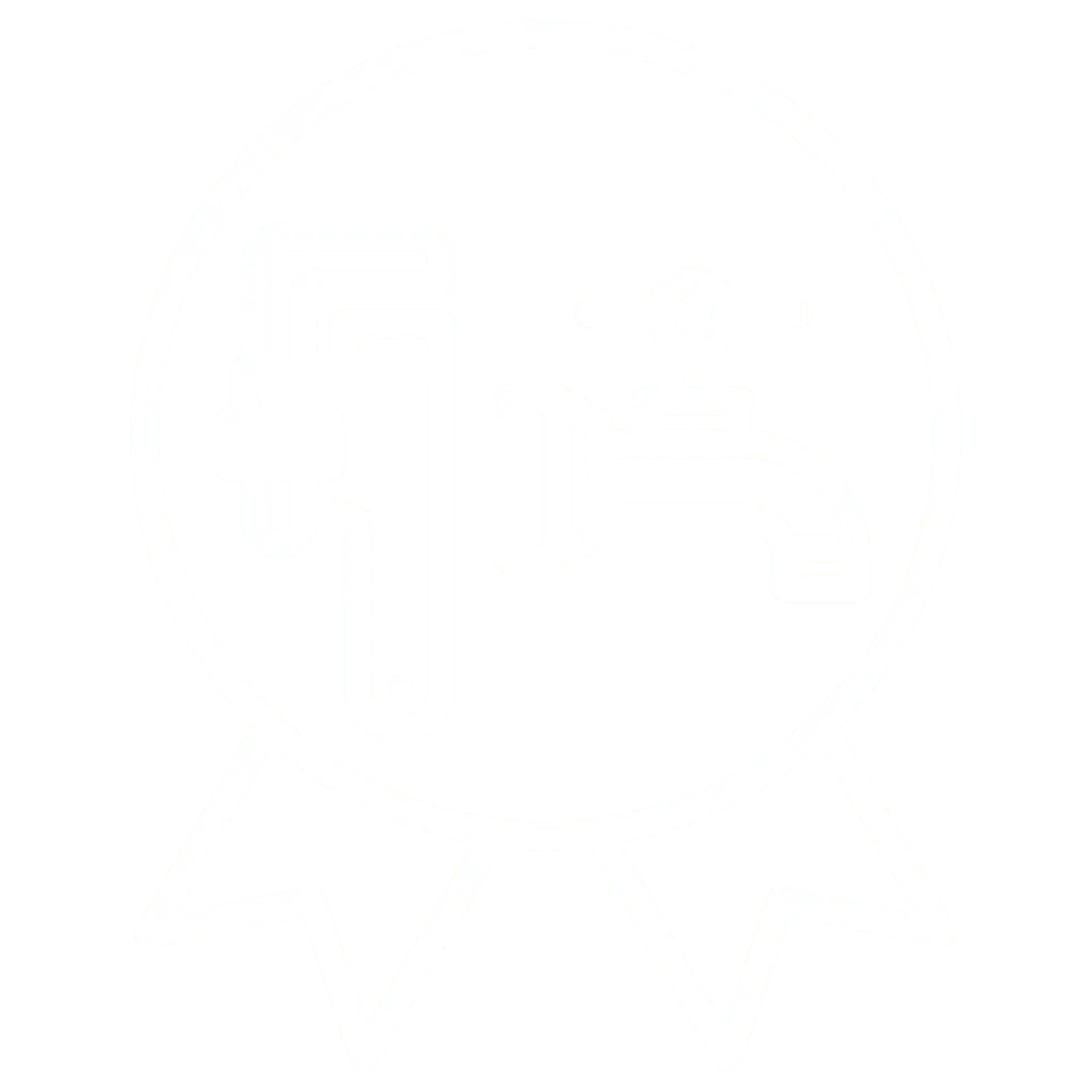 Plumbing symbol with wrench and faucet.