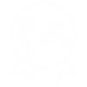 Plumbing symbol with wrench and faucet.
