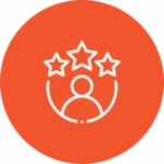 Person with three stars on orange background.