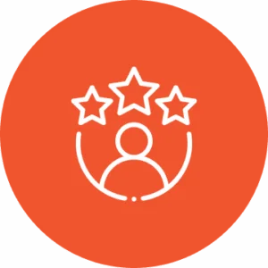 Person with three stars on orange background.