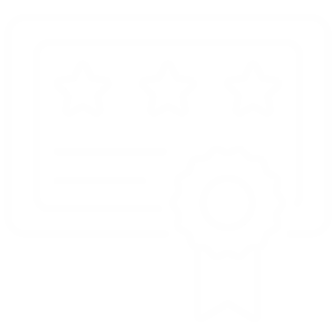 Certificate with stars and ribbon icon.