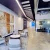 stained concrete floor in commercial lobby