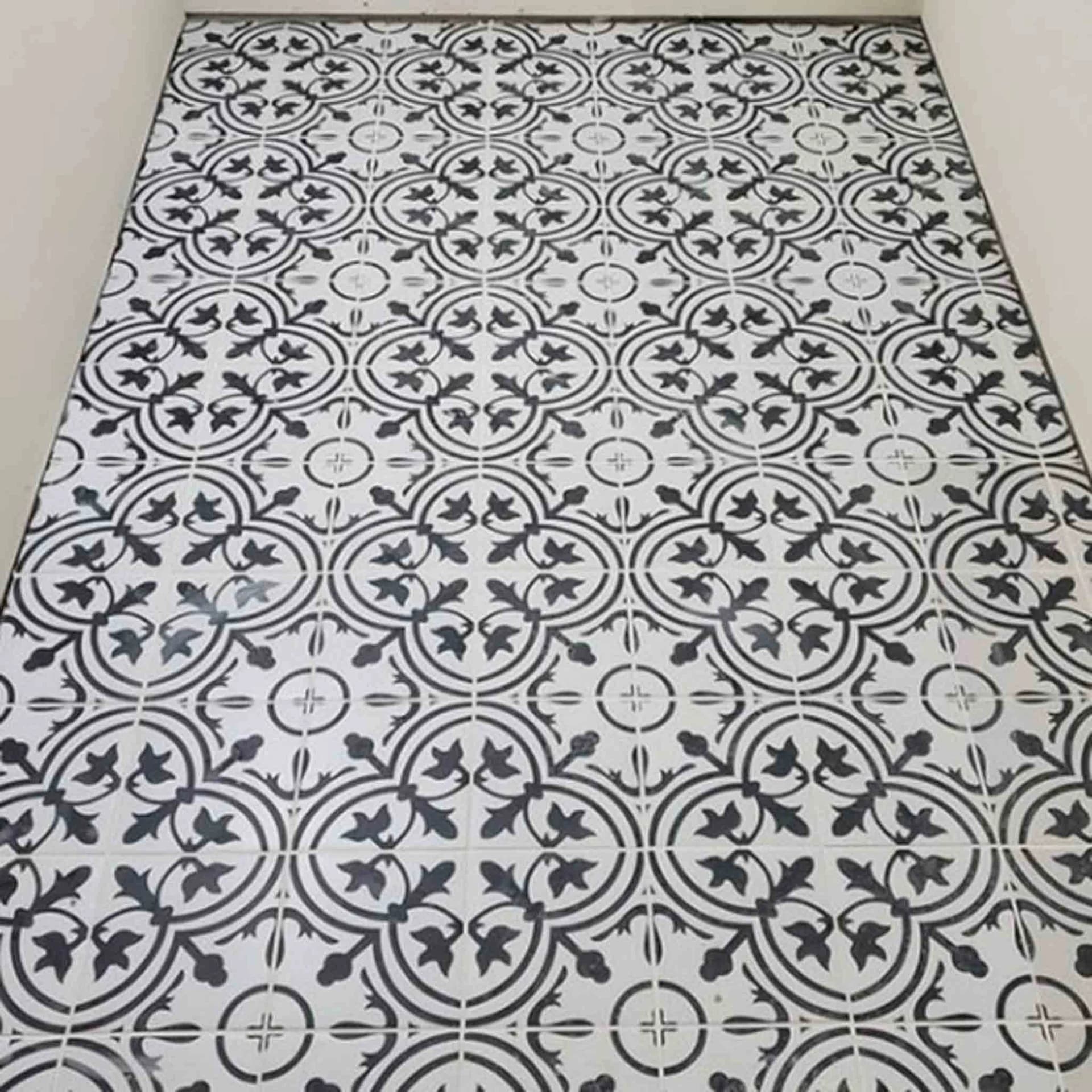 Black and white tile done by Footprints Floors.
