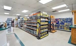 Construction fasteners and hardware supplies display